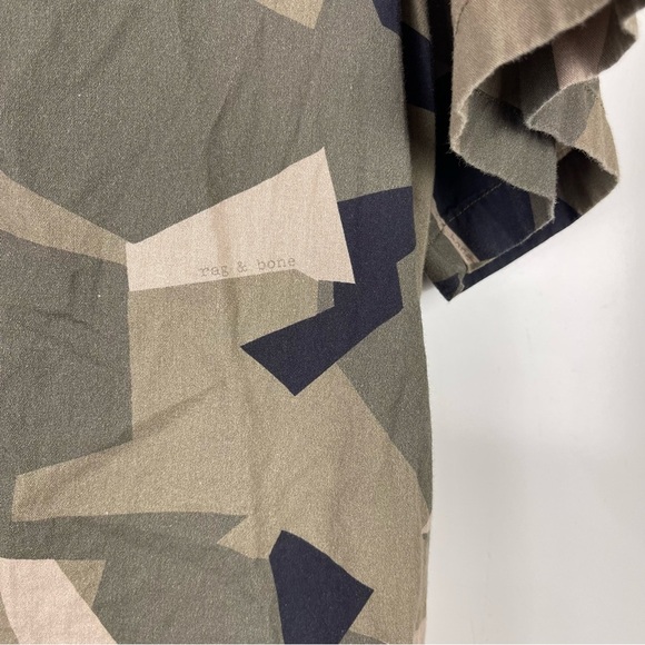 Rag & Bone Avery Vacation Shirt Short Sleeve Camo Button Front Size Medium - Picture 5 of 9